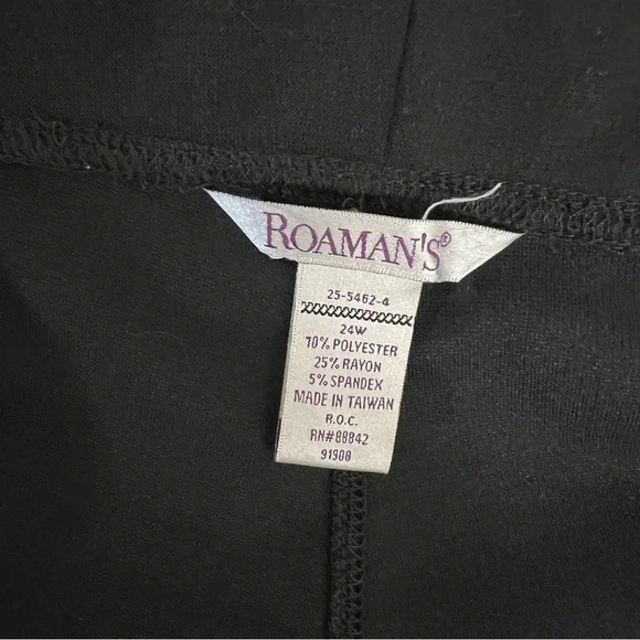 Roamans Black Loungewear Pants 24W Plus Size Black Bootcut Pull On Stretch Basic - Picture 6 of 6